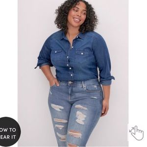 TORRID STRETCH BOMBSHELL SKINNY JEANS - DISTRESSED, SIZE 16 - NWT